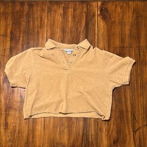 Port Authority Tan Cropped Polo Shirt Size Small